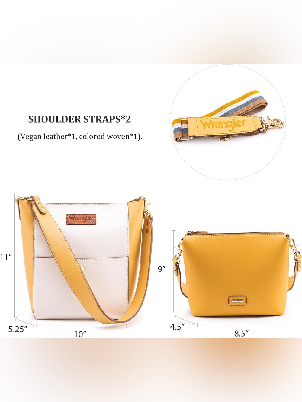 🌸Wrangler Crossbody Bag with Wide Straps/Cosmetic Bag with Guitar Strap-2 Bags